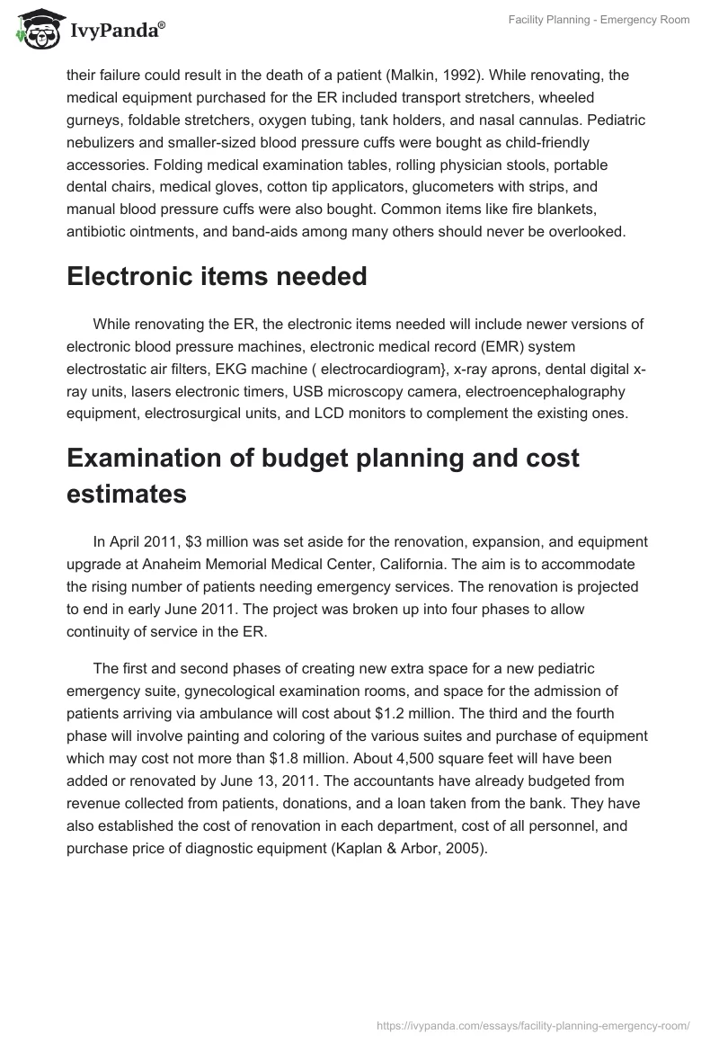 Facility Planning - Emergency Room. Page 3