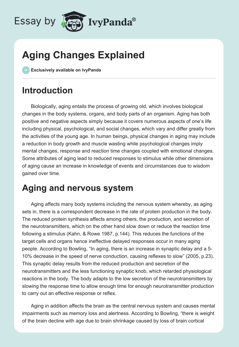 Aging Changes Explained. Page 1