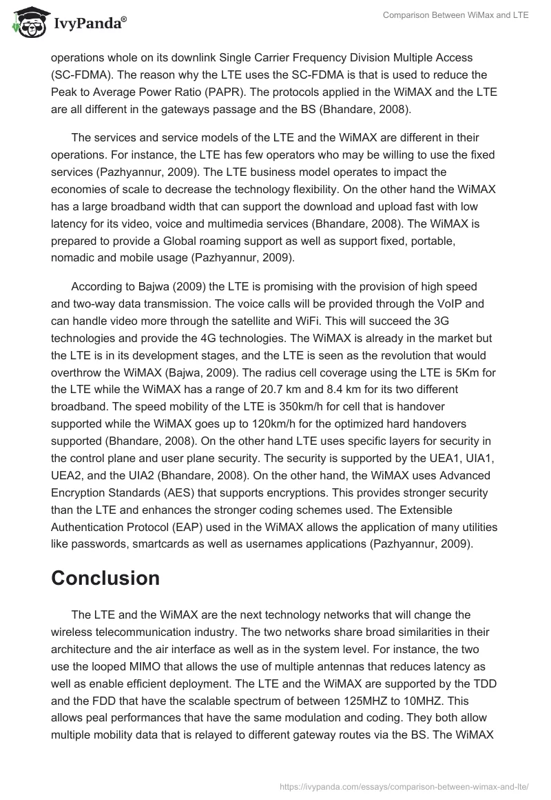 Comparison Between WiMax and LTE. Page 4