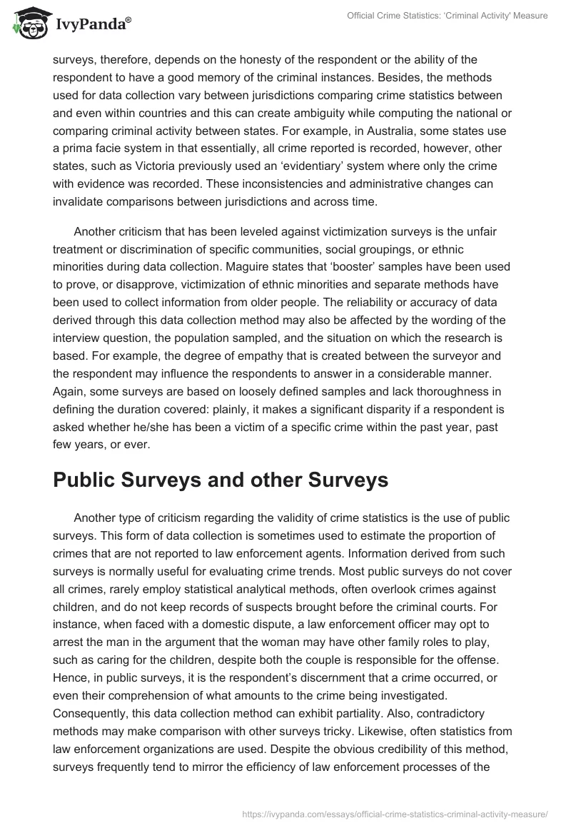 Official Crime Statistics: ‘Criminal Activity' Measure. Page 2