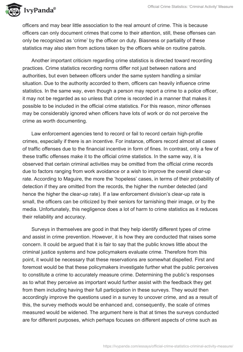 Official Crime Statistics: ‘Criminal Activity' Measure. Page 3