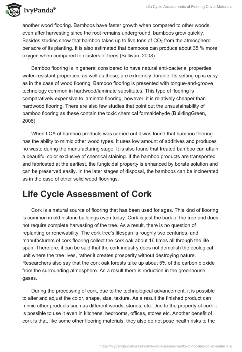 Life Cycle Assessments of Flooring Cover Materials. Page 5