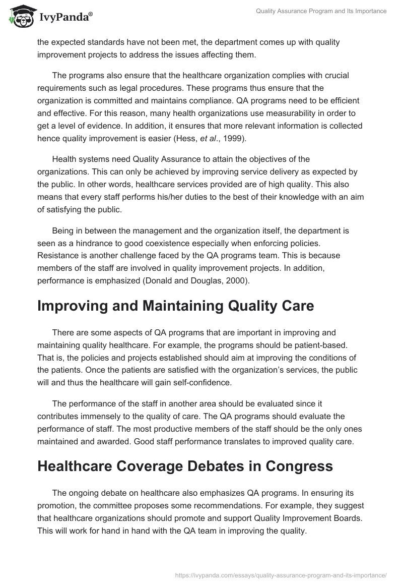 Quality Assurance Program and Its Importance. Page 2