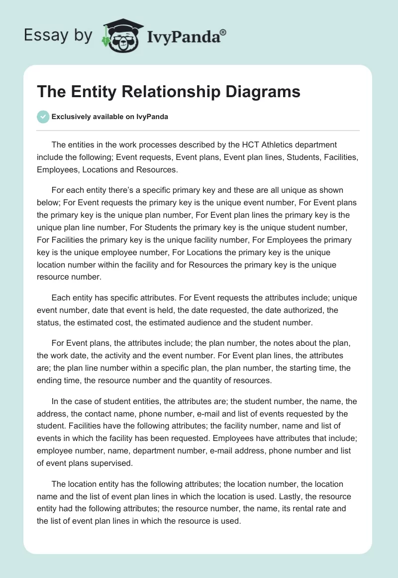 The Entity Relationship Diagrams. Page 1