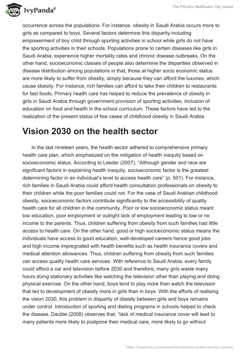 The Primary Healthcare: Key Issues. Page 2