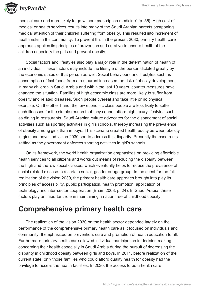 The Primary Healthcare: Key Issues. Page 3