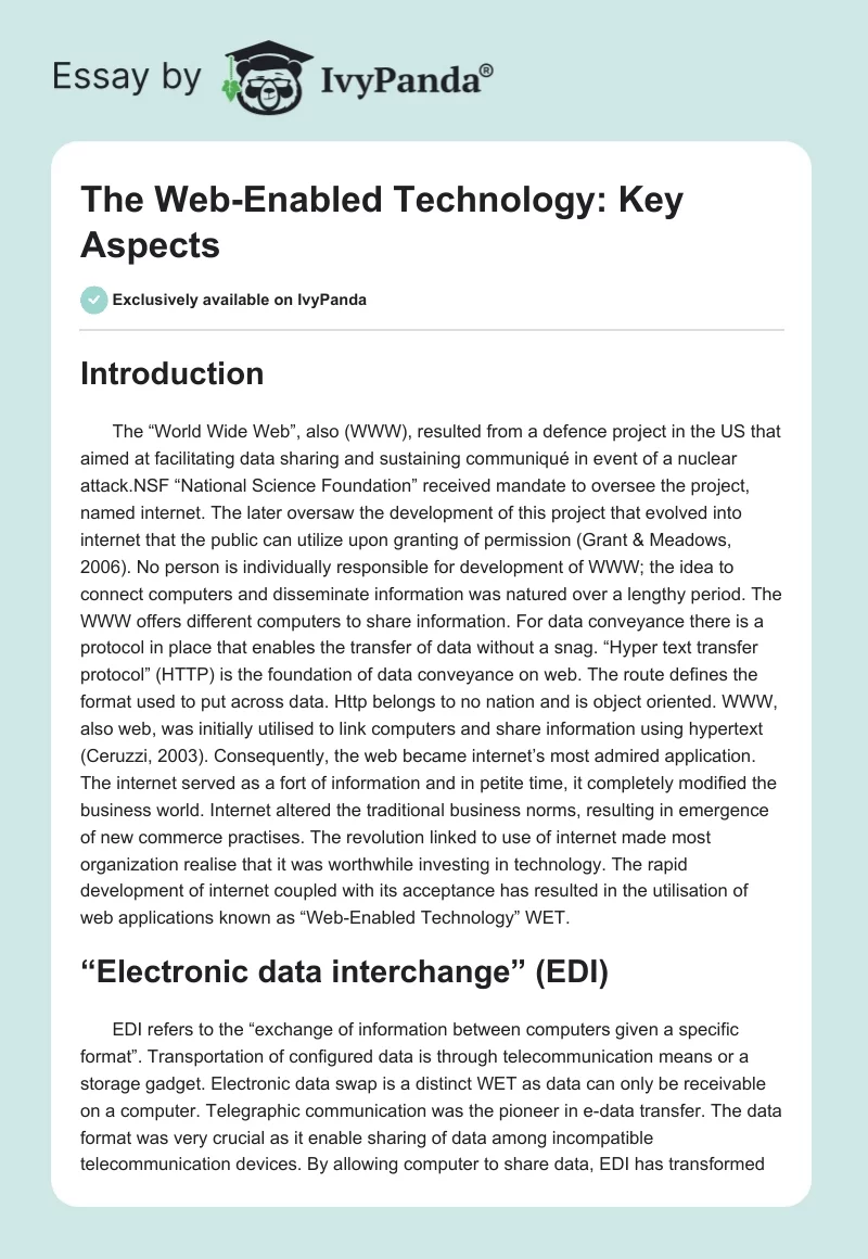 The Web-Enabled Technology: Key Aspects. Page 1