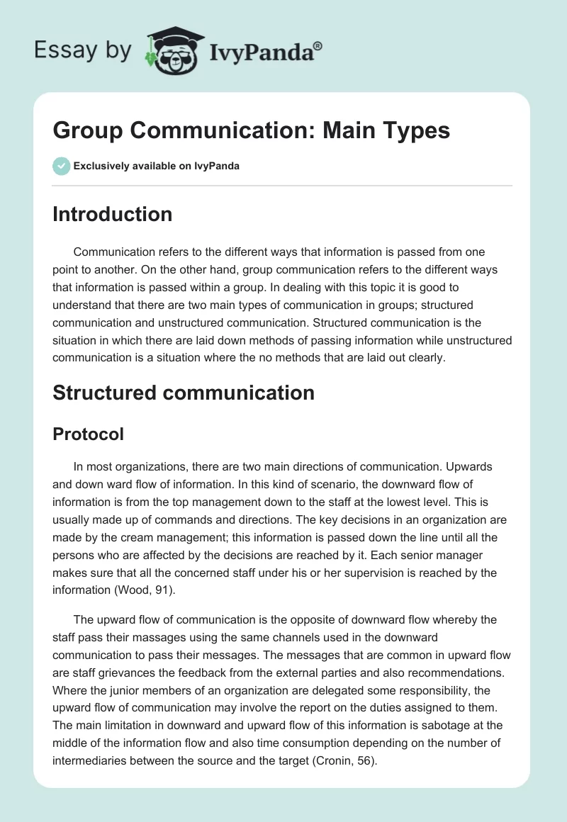 Group Communication: Main Types. Page 1