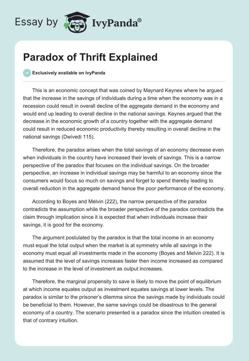 Paradox of Thrift Explained. Page 1