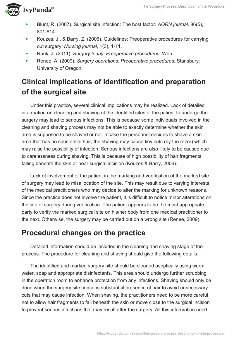 The Surgery Process: Description of the Procedure. Page 3