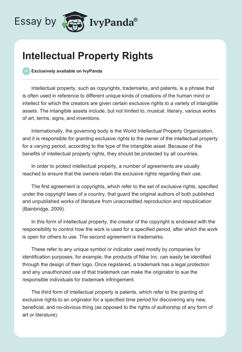 Intellectual Property Rights. Page 1