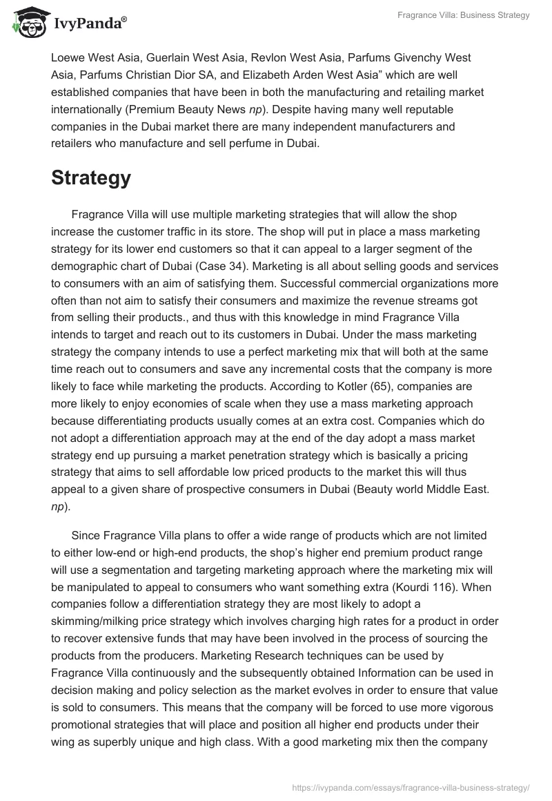 Fragrance Villa: Business Strategy. Page 5