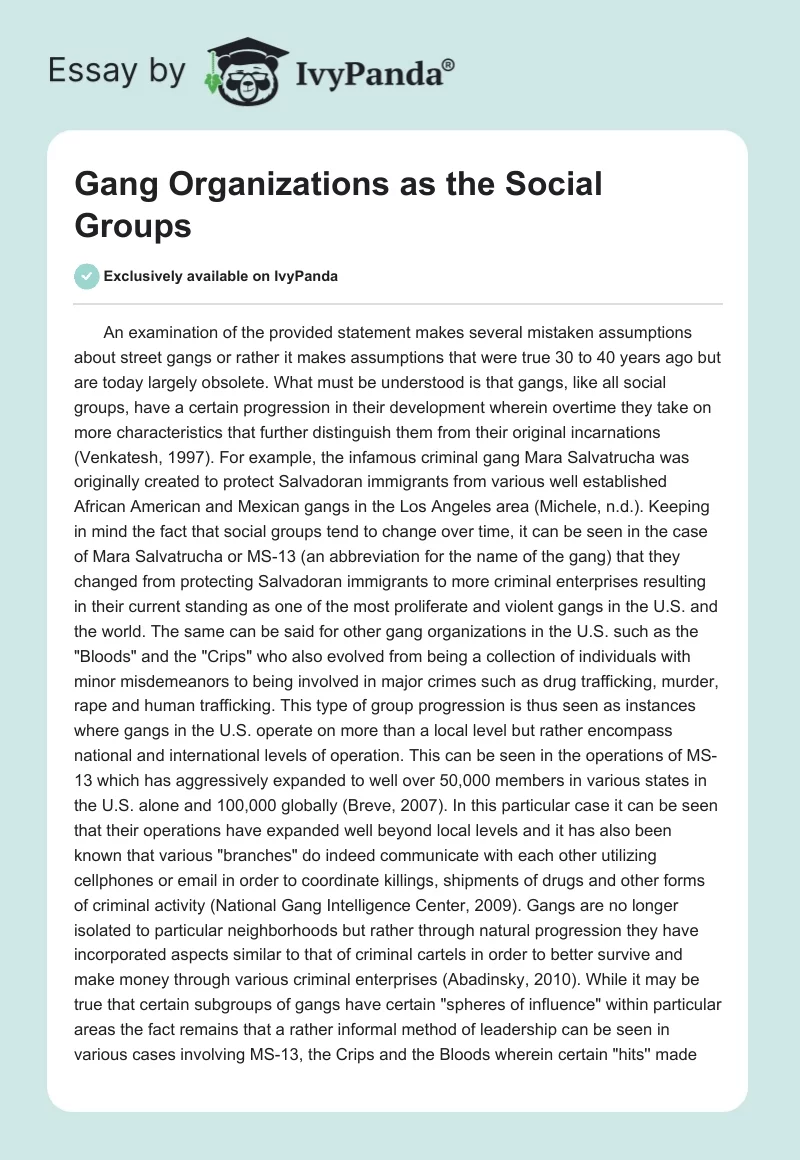 Gang Organizations as the Social Groups. Page 1