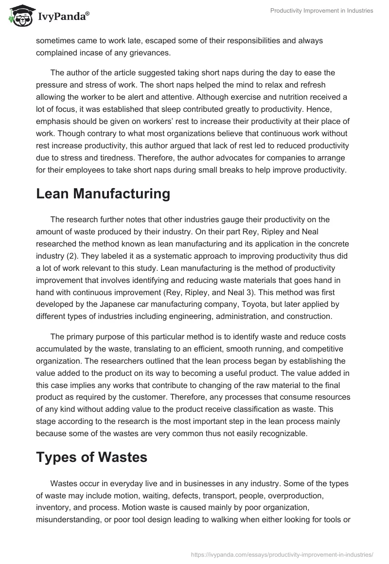 Productivity Improvement in Industries. Page 4