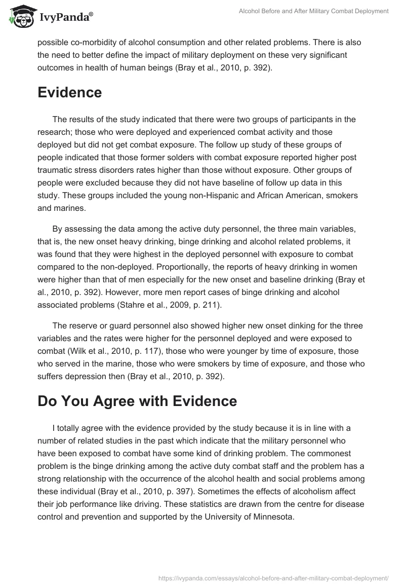 Alcohol Before and After Military Combat Deployment. Page 2