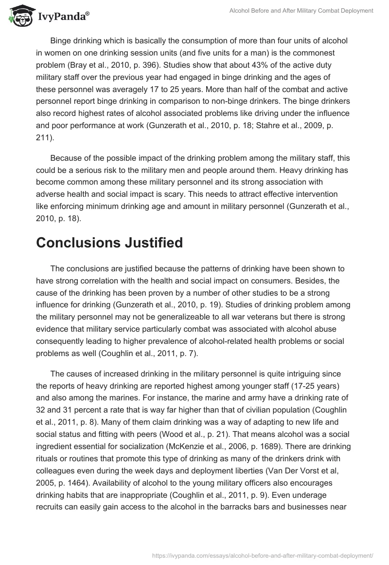 Alcohol Before and After Military Combat Deployment. Page 3