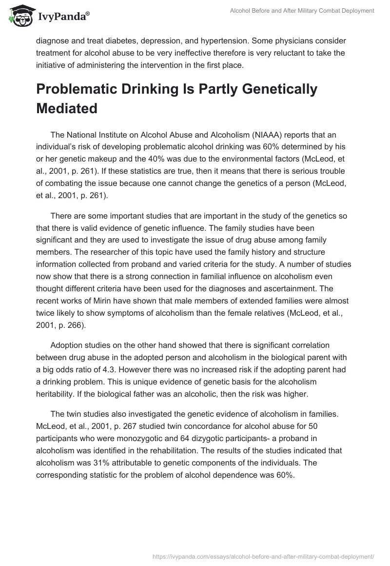 Alcohol Before and After Military Combat Deployment. Page 5