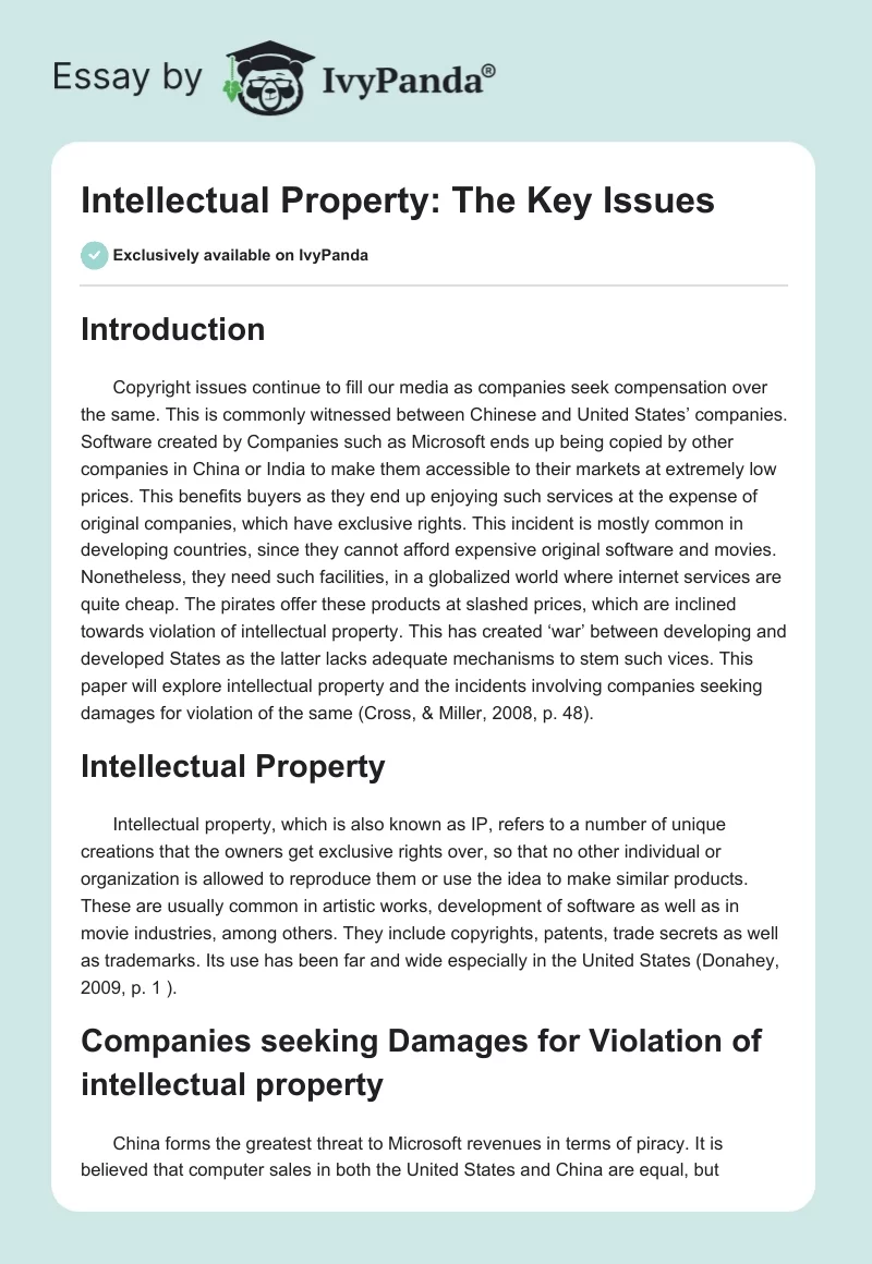 Intellectual Property: The Key Issues. Page 1
