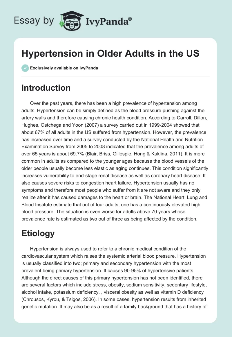 Hypertension in Older Adults in the US. Page 1