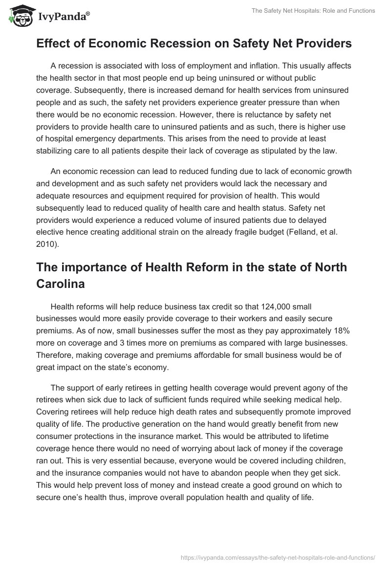 The Safety Net Hospitals: Role and Functions. Page 2