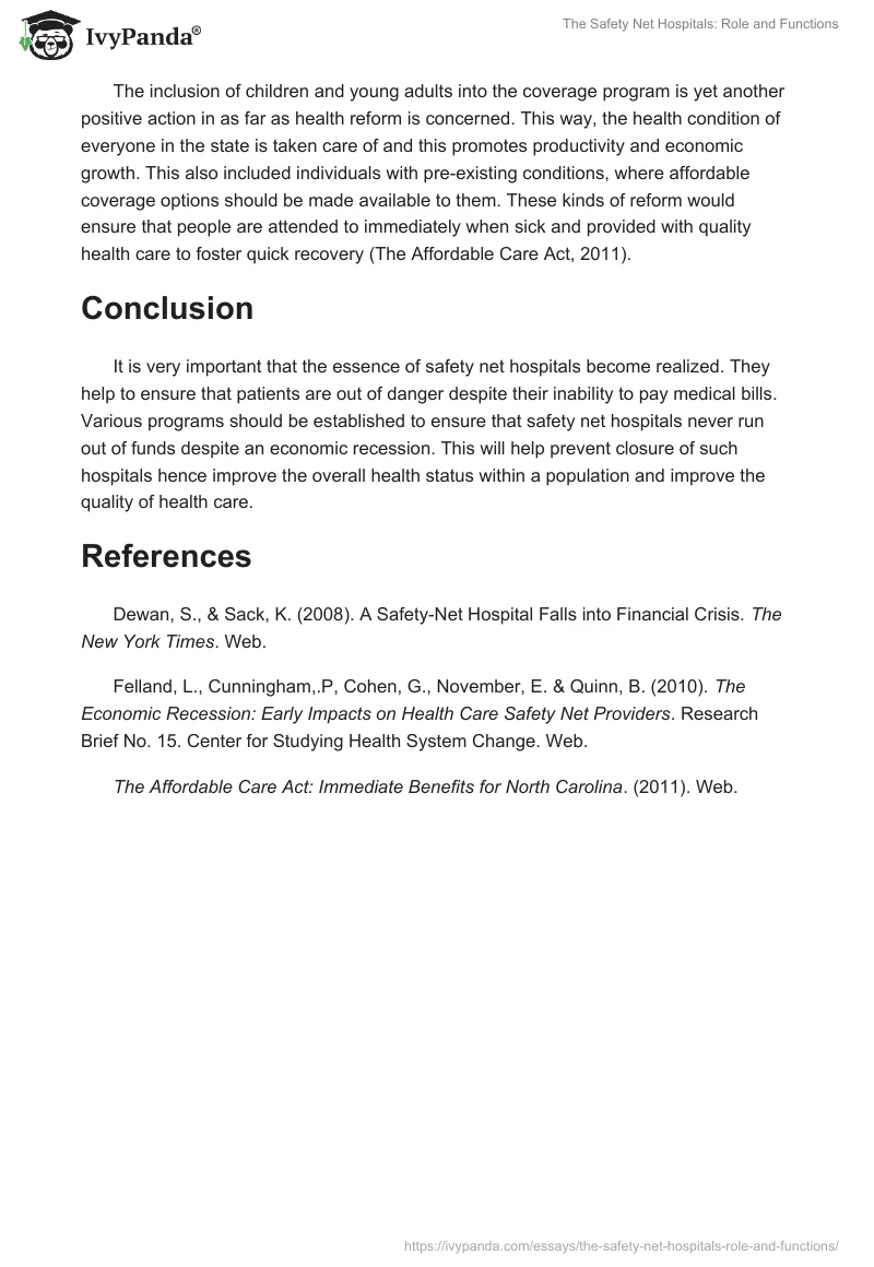 The Safety Net Hospitals: Role and Functions. Page 3