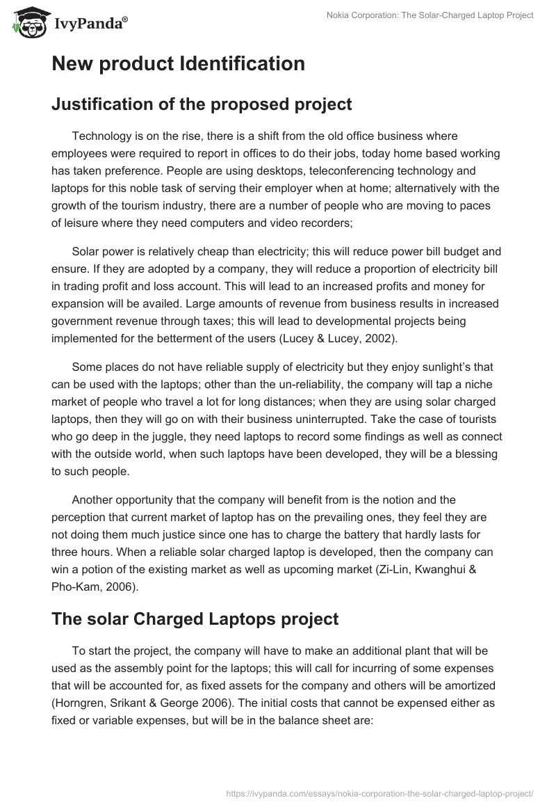 Nokia Corporation: The Solar-Charged Laptop Project. Page 3