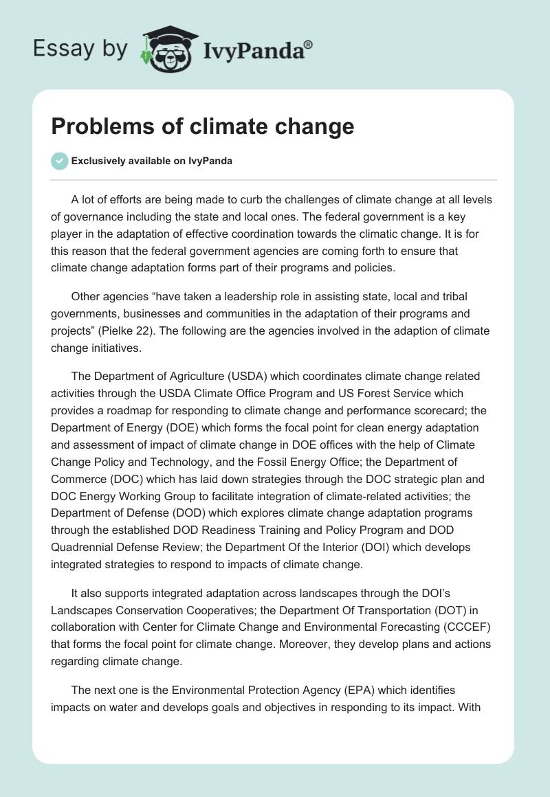 Problems of Climate Change. Page 1