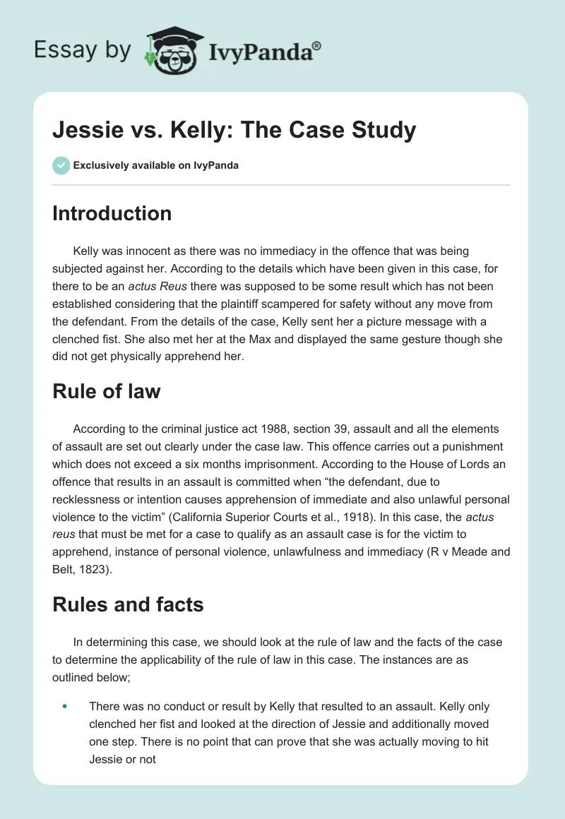 Jessie vs. Kelly: The Case Study. Page 1