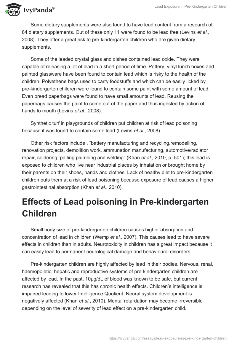 Lead Exposure in Pre-Kindergarten Children. Page 3