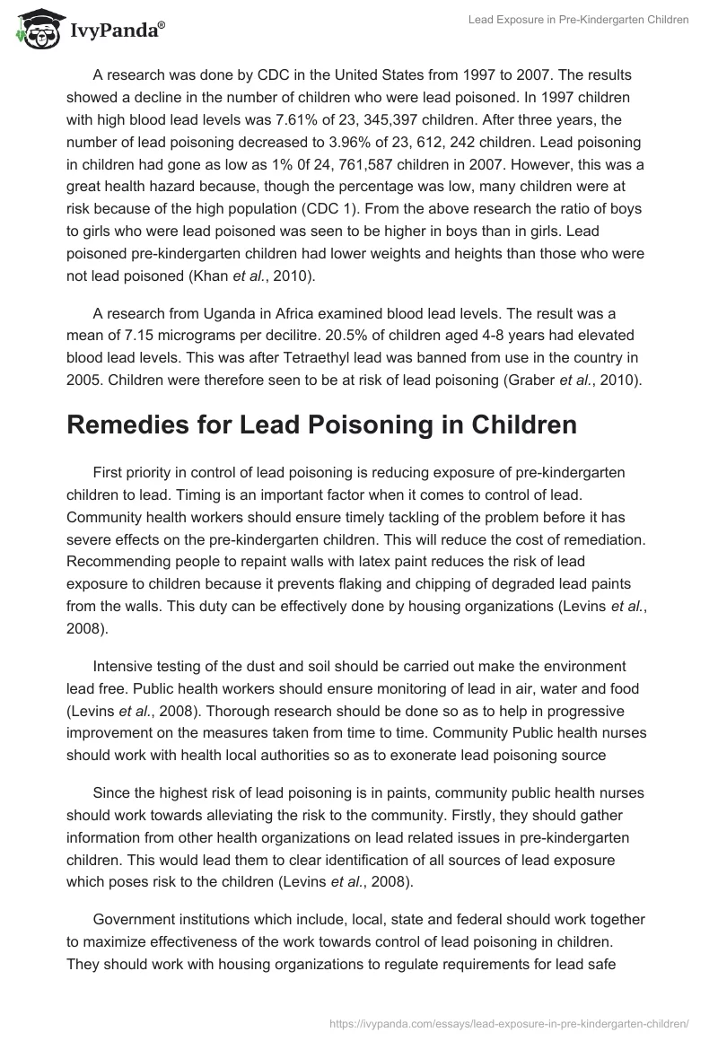 Lead Exposure in Pre-Kindergarten Children. Page 5