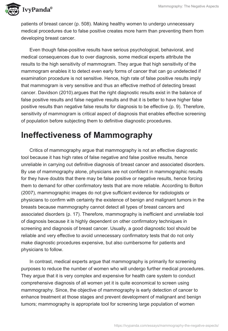 Mammography: The Negative Aspects. Page 5