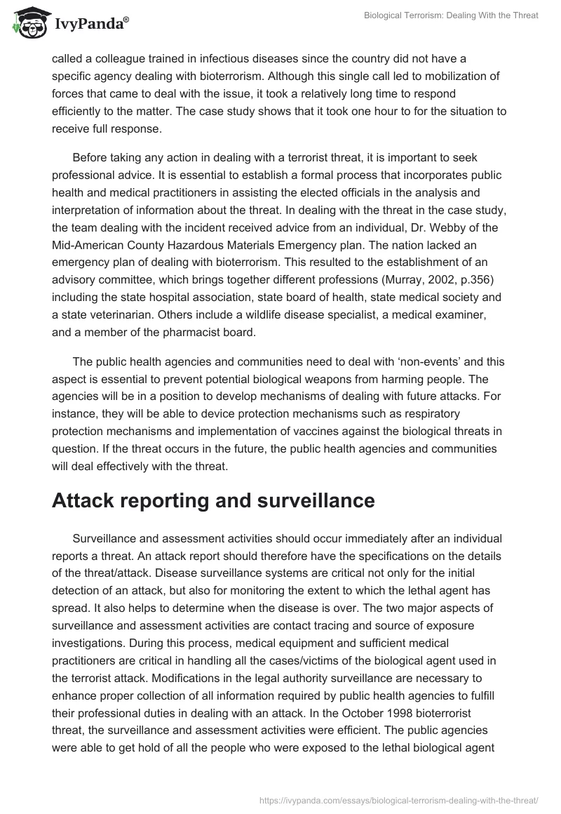 Biological Terrorism: Dealing With the Threat. Page 2