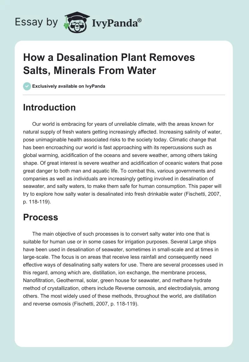 How a Desalination Plant Removes Salts, Minerals From Water. Page 1
