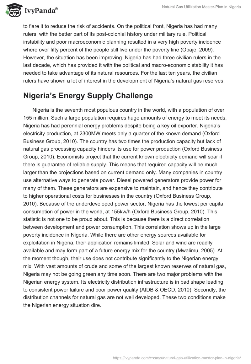 Natural Gas Utilization Master-Plan in Nigeria. Page 5