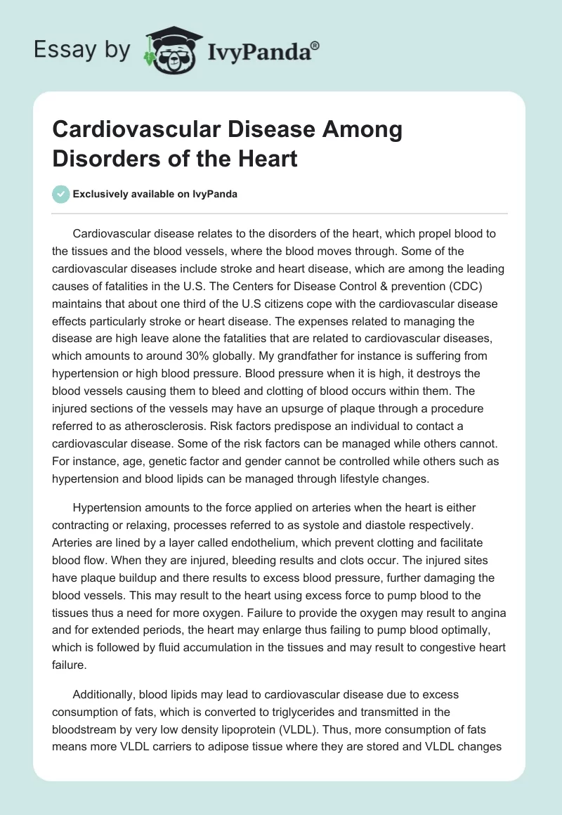 Cardiovascular Disease Among Disorders of the Heart. Page 1