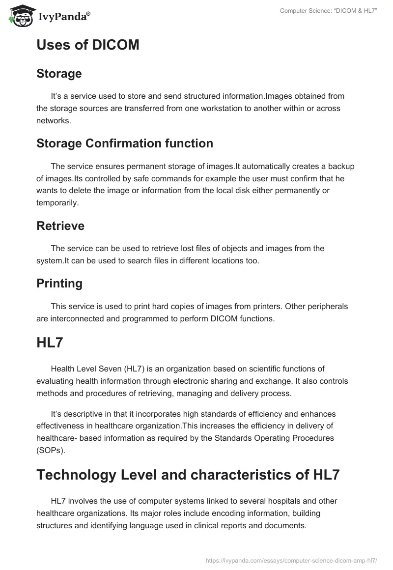 Computer Science: “DICOM & HL7”. Page 4