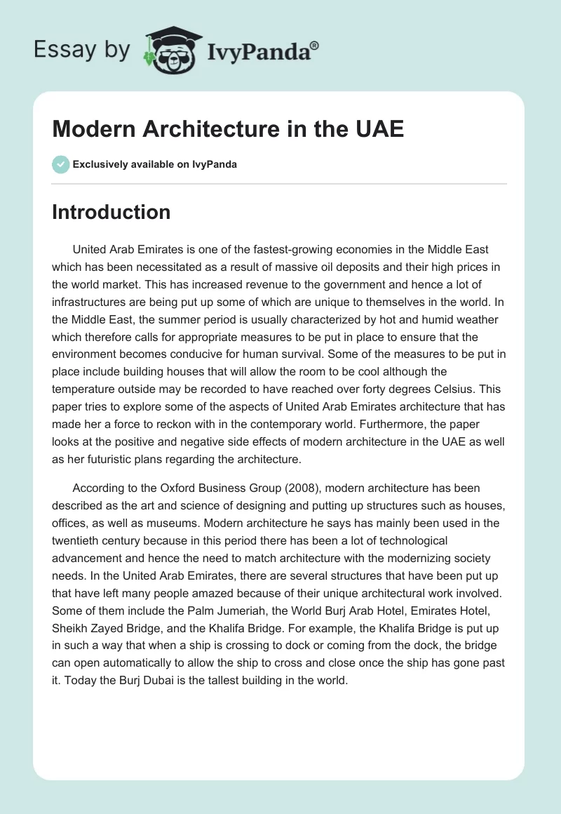 Modern Architecture in the UAE. Page 1