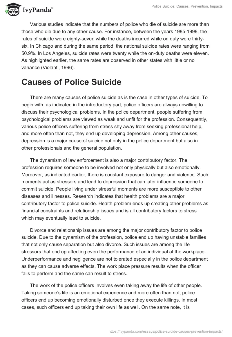 Police Suicide: Causes, Prevention, Impacts. Page 2