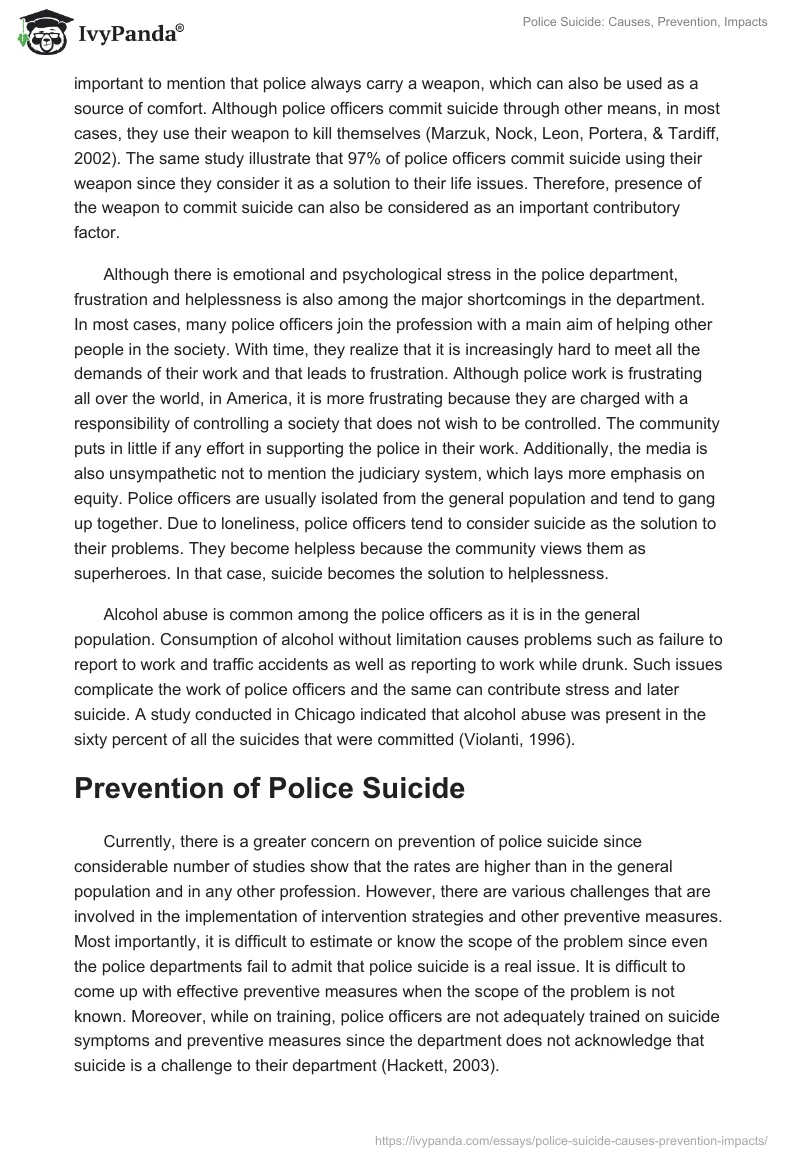 Police Suicide: Causes, Prevention, Impacts. Page 3
