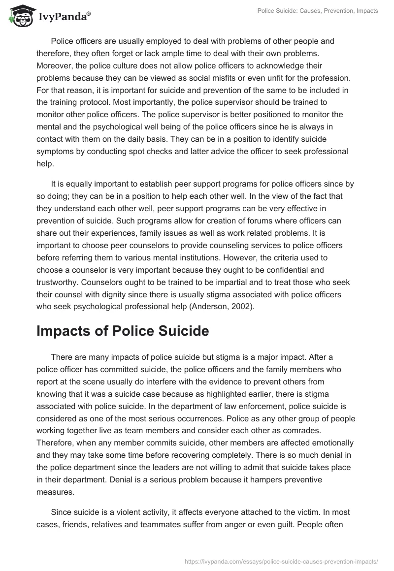 Police Suicide: Causes, Prevention, Impacts. Page 4