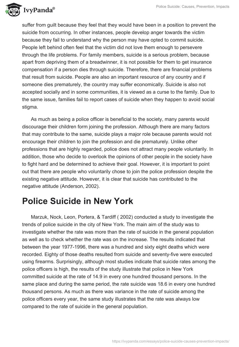 Police Suicide: Causes, Prevention, Impacts. Page 5