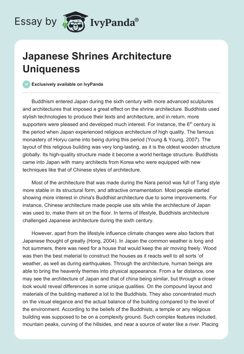 Japanese Shrines Architecture Uniqueness. Page 1