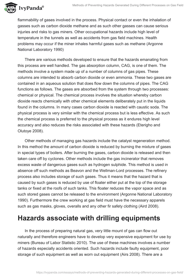 Methods of Preventing Hazards Generated During Different Processes on Gas Field. Page 3