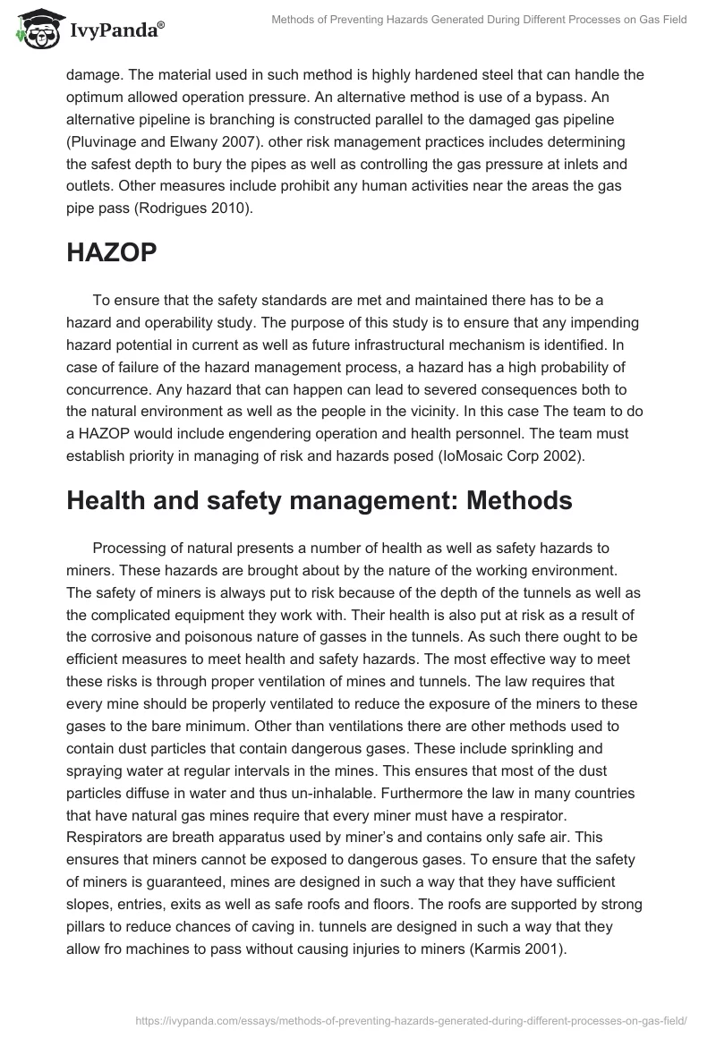 Methods of Preventing Hazards Generated During Different Processes on Gas Field. Page 5