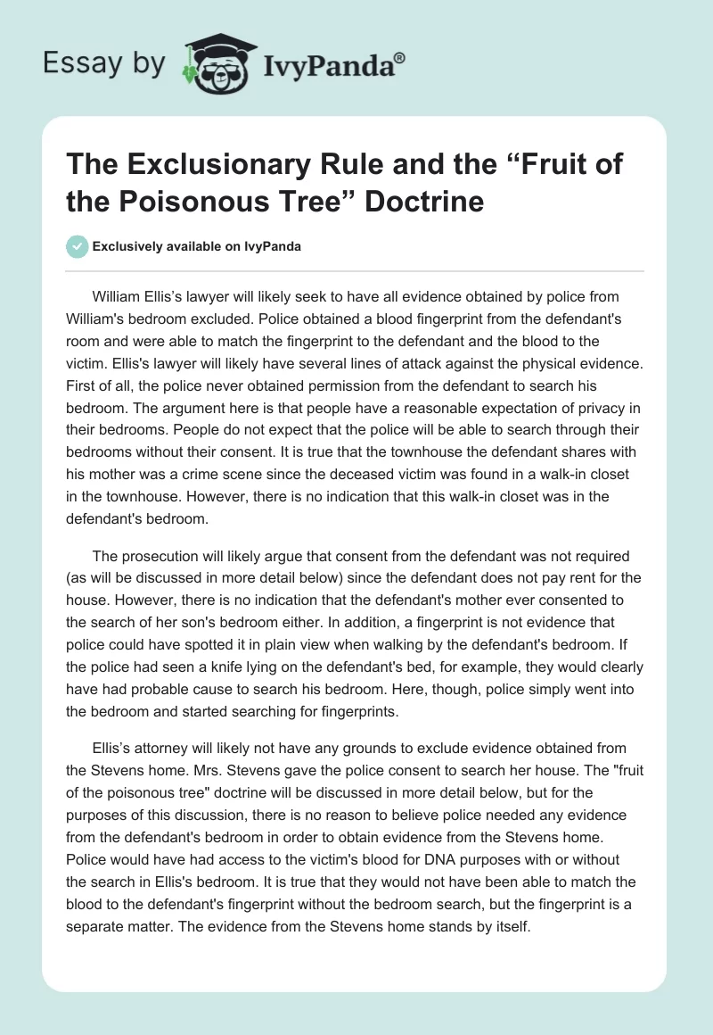 The Exclusionary Rule and the “Fruit of the Poisonous Tree” Doctrine. Page 1