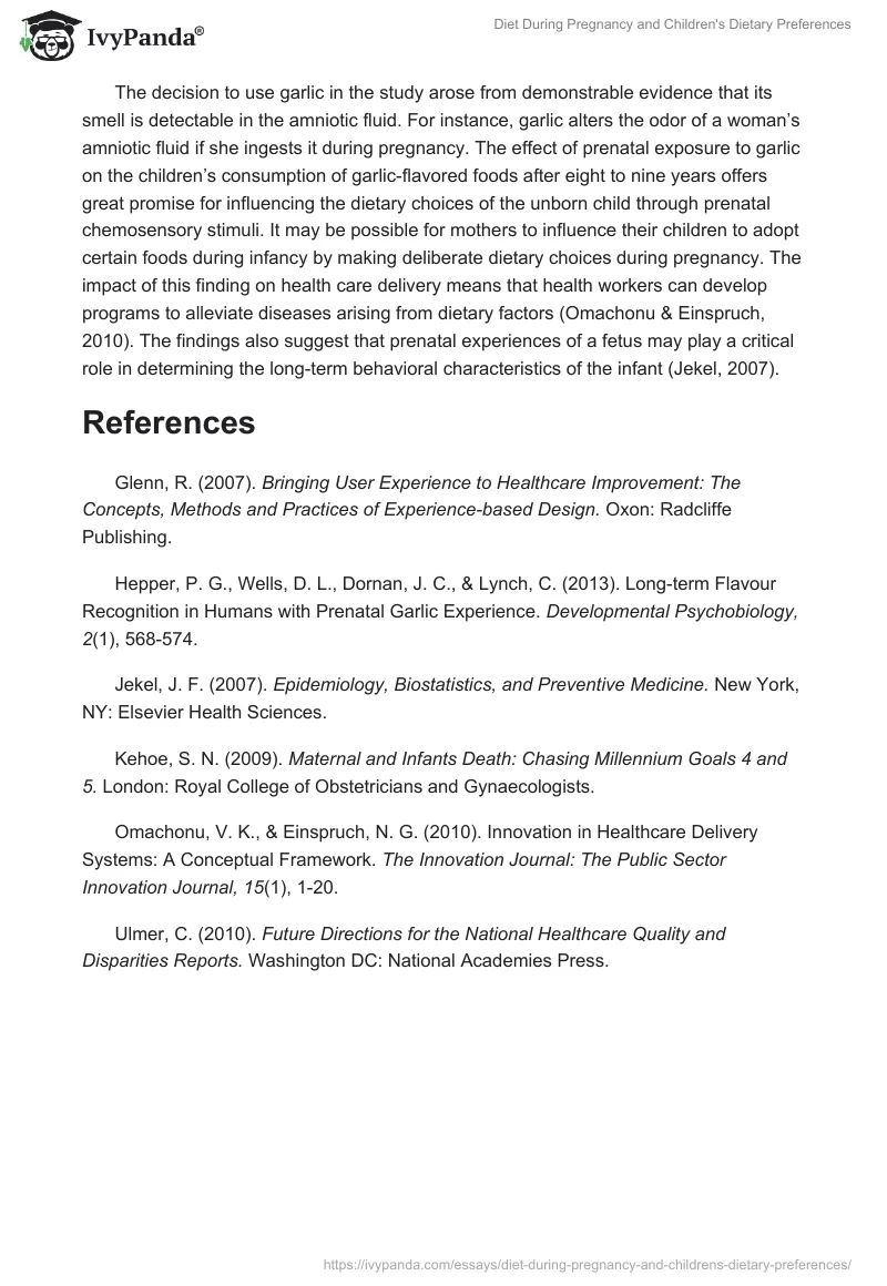 Diet During Pregnancy and Children's Dietary Preferences. Page 2