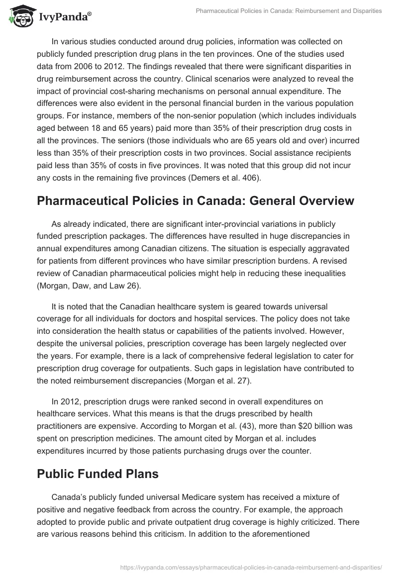 Pharmaceutical Policies in Canada: Reimbursement and Disparities. Page 2