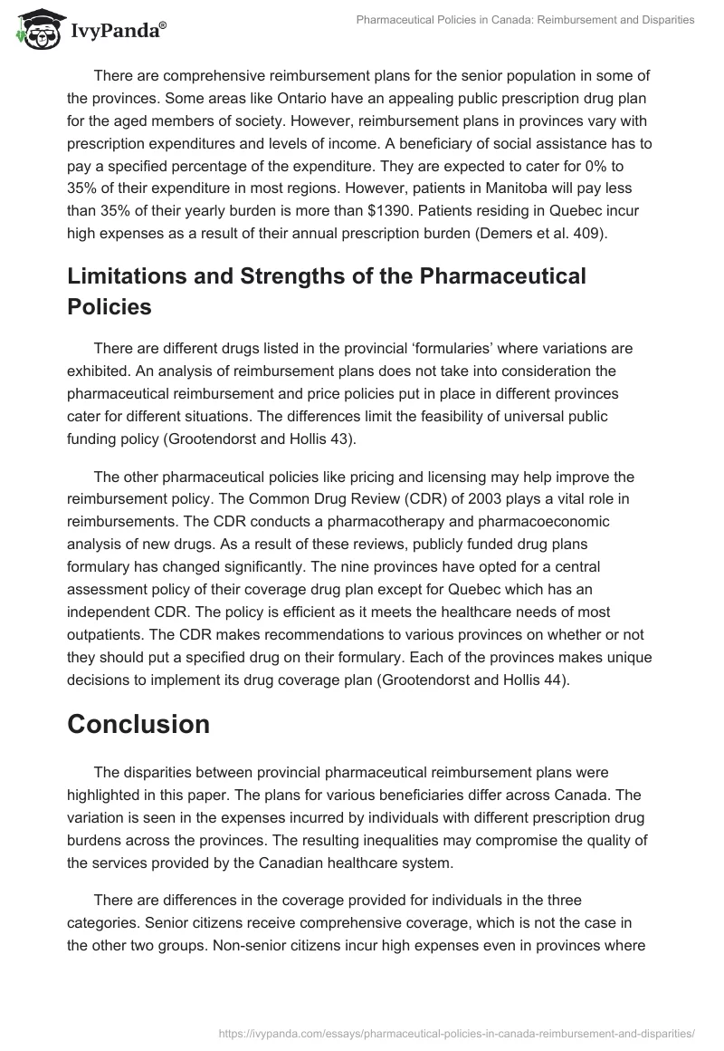 Pharmaceutical Policies in Canada: Reimbursement and Disparities. Page 5