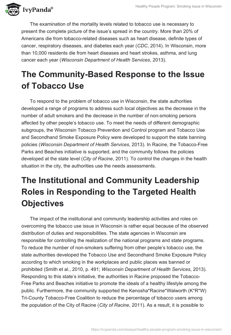 Healthy People Program: Smoking Issue in Wisconsin. Page 3