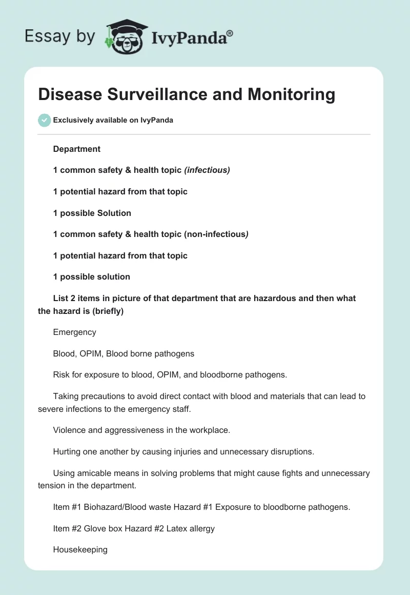 Disease Surveillance and Monitoring. Page 1